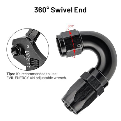 8AN 150 Degree One Piece Full Flow Hose End Fitting Swivel for CPE Braided Hose (8AN / 150 Degree)