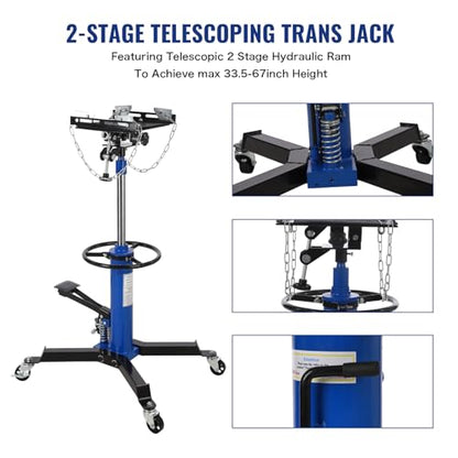 Hydraulic Transmission Jack 1100 LBS Capacity 33.8" (1100 lbs / Blue)