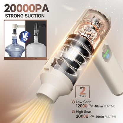Car Vacuum Handheld Car Vacuum Cleaner Cordless with Brushless Motor (Beige)