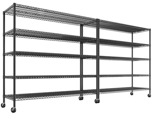85.7" H Storage Shelves 2998LBS Metal Shelving Unit with Wheels & Feet (5-Tier,55.5" W X 85.7" H X 24.2" D)