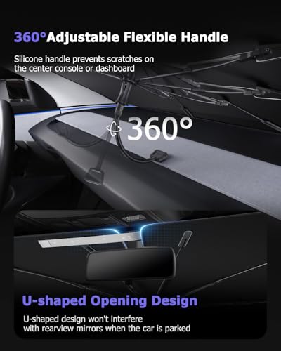 2025 Upgrade Car Windshield Sun Shade Windshield Sunshade Umbrella [Star Fabric] Protect Car from Sun Rays&Heat Damage Keeps Vehicle Cool (S2)