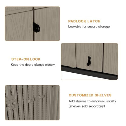 Outdoor Vertical Storage Shed (Brown / 57 Cu.ft)