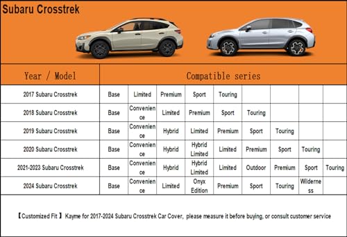 7 Layers Waterproof SUV Car Cover for Subaru Crosstrek 2017 (PE-Black / Custom Fit Subaru Crosstrek)
