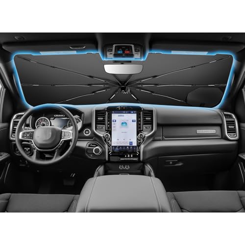 for 2026 Dodge Ram 1500 Car Windshield Sun Shade Umbrella (2019-2026 Ram 1500 2500 3500)