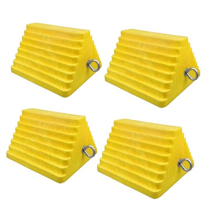 Premium 4 pcs Heavy Duty Wheel Tire Chocks (Yellow-4 pcs)