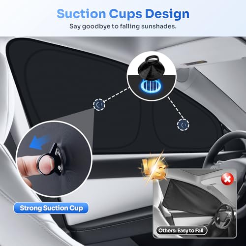 Upgraded Window Shades for 2020 (Tesla Model Y 2020-2024 with Suction)