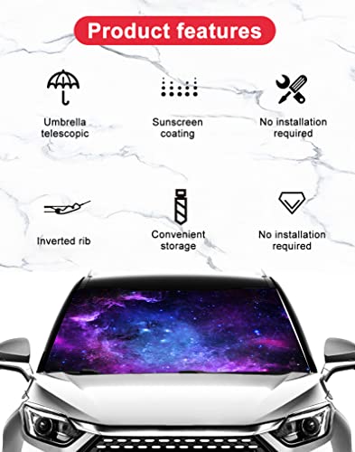Purple Galaxy Umbrella Sunshade for Car (One Size / Purple Galaxy)