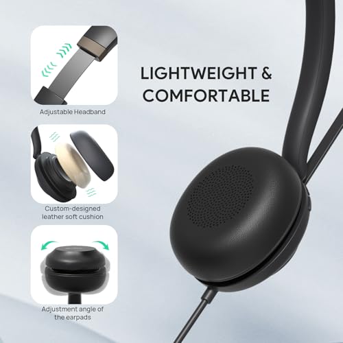 UH37 USB Headset with Noise Cancelling Mic Wired Headphone for PC (UH37 USB-C/A / Dual-Ear (Teams))