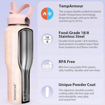 32oz Stainless Steel Water Bottle (Laser Pink / 32 Ounces)