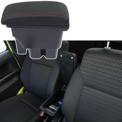 Armrest Box Center Console Seat Storage Box for Suzuki Jimny 2019 (Black-B Red Line)