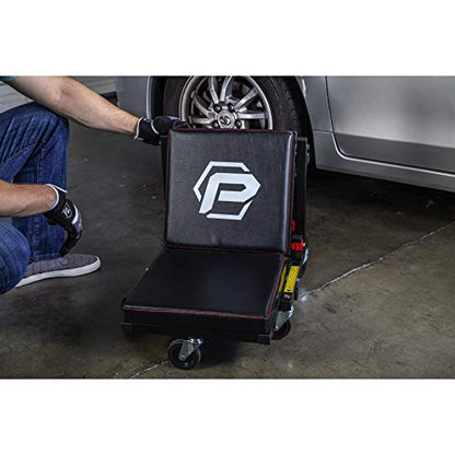 2-in-1 Rolling Creeper Seat Converts from High to Low Roller Seat, Fast, Tool-Free Conversion, Garage, Shop, Brake Jobs, Washing, Detailing, Maintenance, Thick Pad, 3-in. Casters - 240298 (2-in-1)