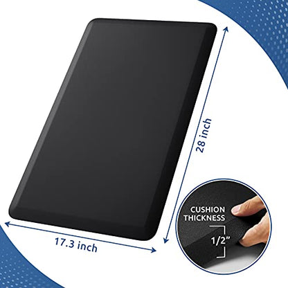 Kitchen Mat Cushioned Anti Fatigue Rug Standing and Comfort Floor Mats (Black / 28"L x 17.3"W x 0.5"Th)