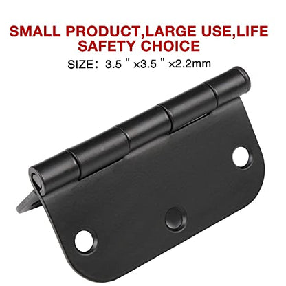 Rounded Matte Black Door Hinges 3.5 Inch 5 (Matte Black-Rounded / 30 Pack)