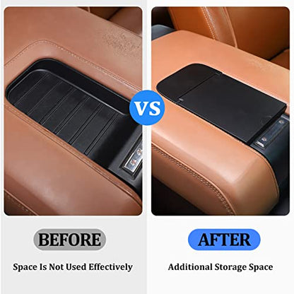 Black ABS Car Center Console Dash Table Storage Tray Compatible with Toyota Tundra 2014 (Black)