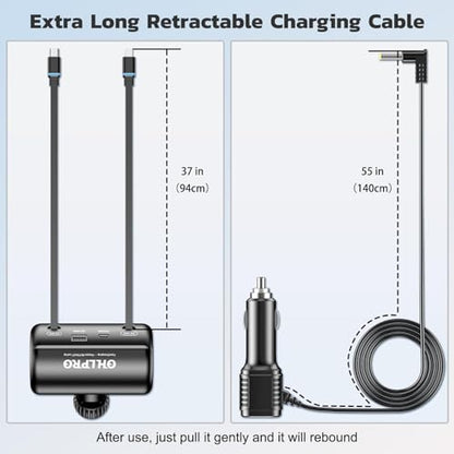 Multi Car Retractable Backseat 4 in 1 Car Charging Station Box Compatible with All Phones (39.3in Charging Station)