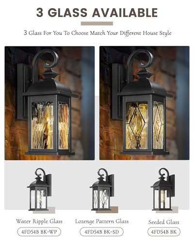2 Pack Large Outdoor Wall Sconce (Matte Black, Lozenge Pattern / 21", 2 Pack)