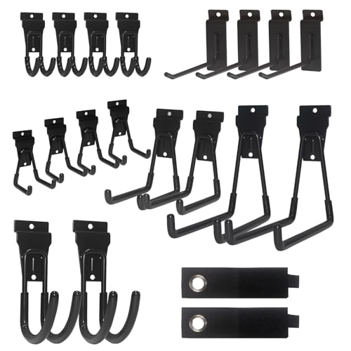 20 PCS Slatwall Accessories Kit for Garage Rooms Shops Storage Organizing Display (20 pcs / Black)