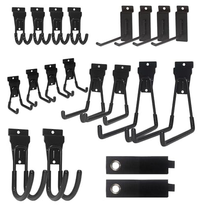 20 PCS Slatwall Accessories Kit for Garage Rooms Shops Storage Organizing Display (20 pcs / Black)