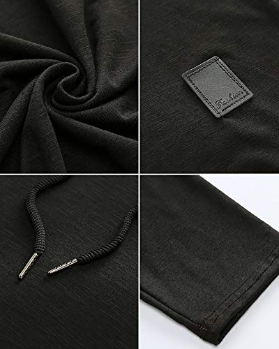 Mens Fashion Hoodies Sport Pullover Solid Color Shirt Workout Lightweight Tops Black (Medium / Black1)