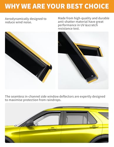 in Channel Window Visors Rain Guards for Ford Explorer 2020 (Fit for 2020-2026 Ford Explorer)
