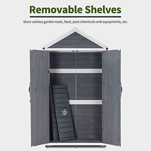 Outdoor Storage Cabinet with 2 Shelves (Gray)