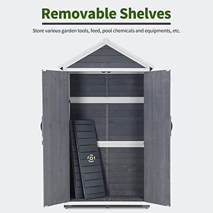 Outdoor Storage Cabinet with 2 Shelves (Gray)