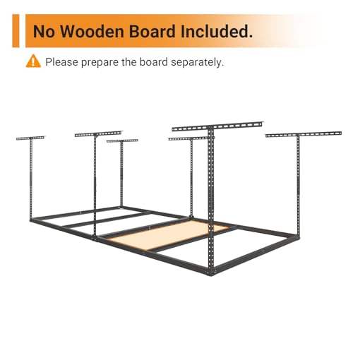 4x8ft Overhead Ceiling Garage Storage Rack (Black)