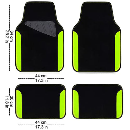 Fluorescent Leather & Waterproof Car Carpet Floor Mats (Black and Green)