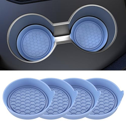 4 Pack Car Cup Coaster Silicone Spill (Gray Blue Solid / 4 Pack)