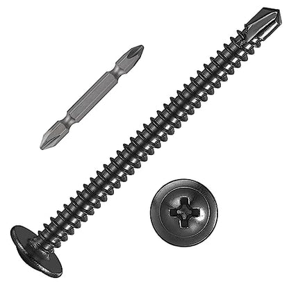 100Pcs)#8×2” for Sheet Metal Self-Tapping Screws 410 Black Stainless Steel Truss Head High-Strength Quick Tapping (#8X2" / Black)