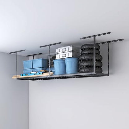 2x8ft Overhead Ceiling Garage Storage Rack (Black / 2x8ft)