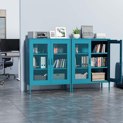 Metal Storage Cabinet with Mesh Doors (Blue / 40''H)