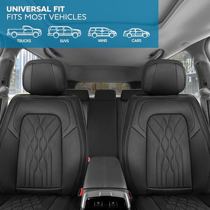 Curated Mosaic Leather Seat Covers for Cars & SUVs (Black (Mosaic) / Front Seats)