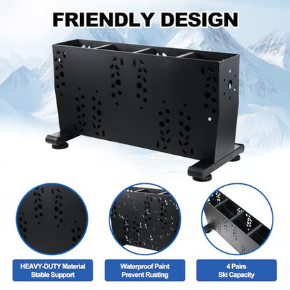 Freestanding Ski Storage Rack for 4 Pairs (4 Pairs-Ski Storage Rack)