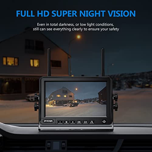 Magnetic Solar Wireless Backup Camera with 7" 1080P IPS DVR Monitor (7 inch - 1 camera)