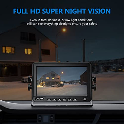 Magnetic Solar Wireless Backup Camera with 7" 1080P IPS DVR Monitor (7 inch - 1 camera)