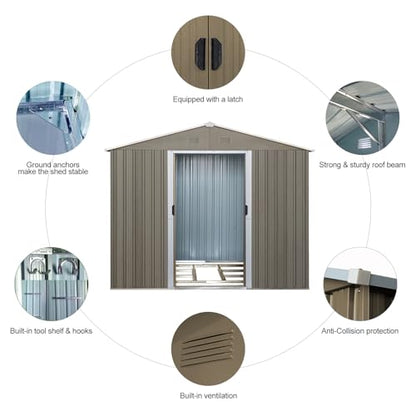 6x8 FT Outdoor Storage Shed (6x8 FT/No Window / Gray)