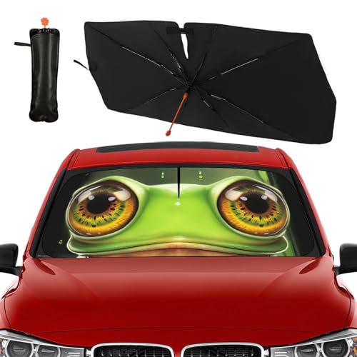 Funny Frog Car Windshield Sunshade Umbrella Frog Eye Umbrella (57X31 Inch / Color-FROG1)