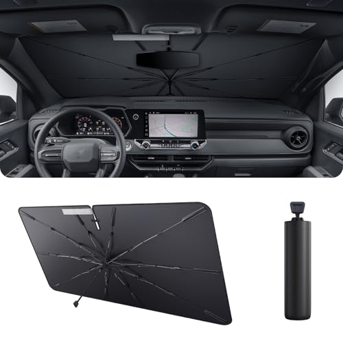 2025 Upgrade Car Windshield Sun Shade Windshield Sunshade Umbrella [Star Fabric] Protect Car from Sun Rays&Heat Damage Keeps Vehicle Cool (S3)