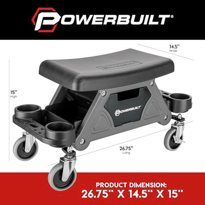 Heavy Duty Utility Rolling Seat Upgraded with Padding (Foam Cushion)