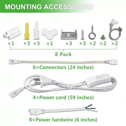 8Pack 8FT LED Shop Light Garage Light (8FT-8Pack-6000K)