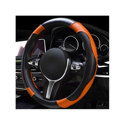 Car Steering Wheel Cover (Orange, With Lining)