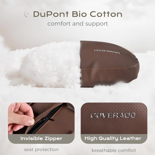 Leather Car Headrest Pillow Car Neck Pillow with Adjustable Strap (Coffee / 1 Piece)