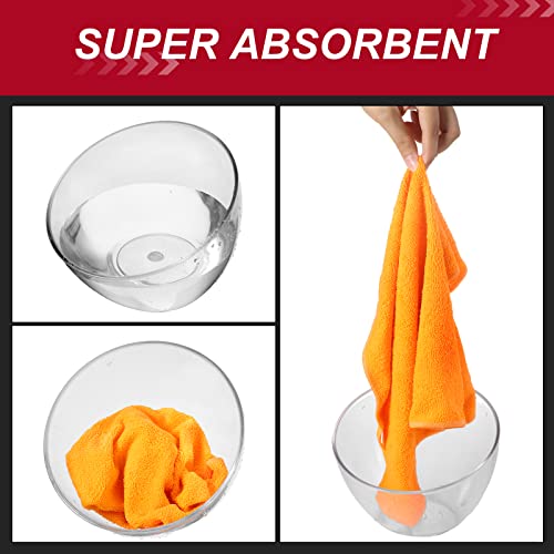 200 Pcs Microfiber Cleaning Cloth 16x16 Inch Microfiber Towels for Car Ultra Absorbent Cleaning Rags Reusable Lint Free Streak Free Detailing Towel for Car Washing Drying Dusting (Orange)