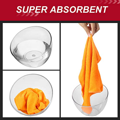 200 Pcs Microfiber Cleaning Cloth 16x16 Inch Microfiber Towels for Car Ultra Absorbent Cleaning Rags Reusable Lint Free Streak Free Detailing Towel for Car Washing Drying Dusting (Orange)