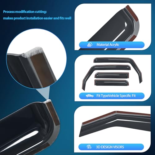 in Channel Rain Guards for Jeep Gladiator 2020 2021 2022 2023 2024 2025 2026 Side Window Deflectors (Gladiator 2020-2026)