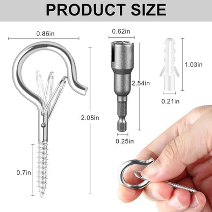 24 PCS Q Hanger Hooks with Safety Buckle (Silver / 24 Pcs)