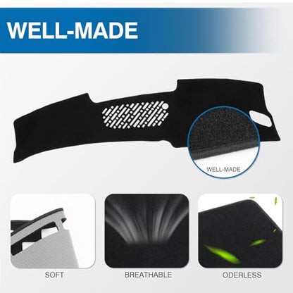 Black Dash Cover for Hyundai Kona 2024 2025 2026 Polyester Dashboard Cover Non (Kona 24-26(Black))