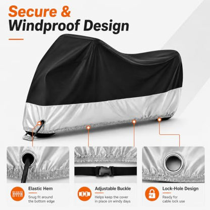 Motorcycle Cover Waterproof Outdoor with Lock (us-2xl)