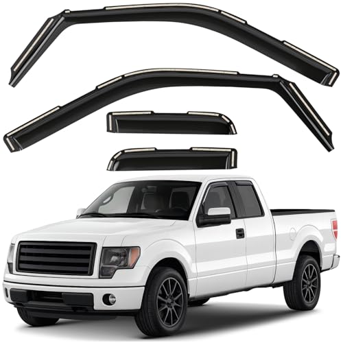 Window Deflectors Smoke Tinted in (For F150 04-14 SuperCab)